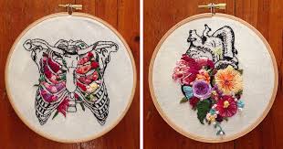 Floral anatomy set counted cross stitch pattern human. Floral Anatomy Embroideries By Inherentlyrandom Beautifully Combine Life And Death Bored Panda