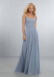 Chiffon Bridesmaids Dress With Draped V Neck Bodice And