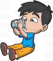 A Thirsty Young Boy Drinking Water Cartoon Clip Art Drinking Water Water Kids