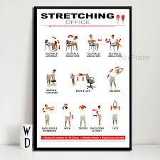 P089 Stretching Exercise Charts Home Gym Workout Bodybuilding Fitness Health Art Painting Silk Canvas Poster Wall Home Decor