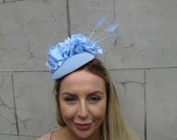 Light Blue Rose Flower Feather Fascinator Pillbox Hat Wedding Races  Headpiece Floral Baby Blue Sh-328 Uu