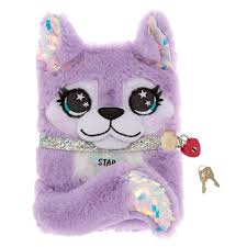 Star The Husky Plush Lock Diary Purple Cute Diary Tween Girl Gifts Cute School Supplies