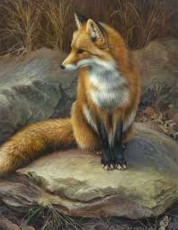 Fox On A Rock Joni Johnson Lis Fox Painting Animals Fox Artwork