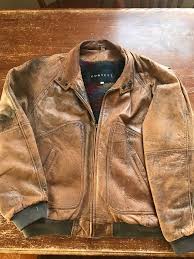 Context Men S Distressed Leather Vintage Lined Flight Bomber Jacket Coat Large Piel