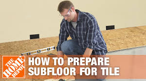 As well as reducing heat loss, installing floor installation can also help to minimise sounds created by floorboards, reduce drafts and create a warmer floor surface. Preparing Subfloor For Tile The Home Depot Youtube
