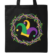 Necklace Of Gold Green And Purple Mardi Gras Beads With Jester Hat Comes On A Tote Bag 14 99 Www Homewiseshopper Mardi Gras Mardi Gras Gifts Mardi Gras Beads
