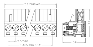 XY2500FB - 4 Pin 5.0mm 15A Pluggable female Screw Terminal Heavy Right angle - TechTOnions.com