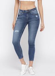 Jealous 21 Blue Hottie Skinny Fit Mildly Distressed Stretchable Ankle Length Jeans