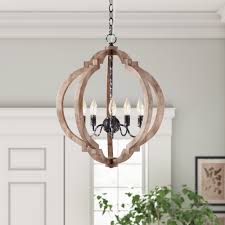 Birch Lane Canton 5 Light Candle Style Globe Chandelier With Wood Accents Reviews Wayfair