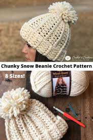 Modified half double crochet (mhdc): Chunky Snow Beanie Crochet Pattern Crochet It Creations