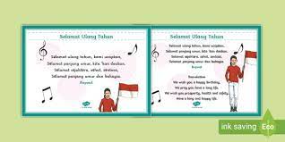 Contextual translation of selamat sejahtera in english into english. Indonesian Song Selamat Ulang Tahun Poster Teacher Made