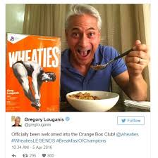 Elisha cuthbert, alan tudyk, tony hale vb. Greg Louganis Gets His Wheaties Box And Isn T That Cool