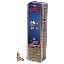 cci mini mag high velocity 22 long rifle ammo 40 grain copper plated round nose