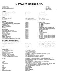dance resume layout sample latest