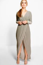 Plus Slinky Wrap Front Maxi Dress Boohoo Uk In 2020 Maxi Dress Floral Maxi Dress Maxi Dress Green