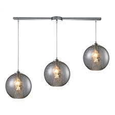 Find lighting you love at hayneedle, where you can buy online while you explore our room designs and curated looks for tips, ideas & inspiration to help you along the way. Watersphere 3 Light Linear Pendant Fixture In Chrome With Hammered Smoke Glass Ghvy Elan Studio Lighting