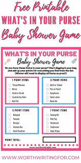 What S In Your Purse Baby Shower Game With Free Printable Baby Shower Games Baby Breastfeeding Baby Shower Fun