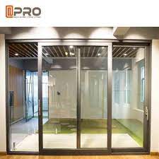 Slim Frame Aluminium Sliding Doors Soundproof Interior Sliding Glass Doors Slide Windows And Doors Interior Wooden Glass