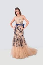 Rent Tarik Ediz Bow Belted Lace Chiffon Gown In Dubai