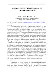 Pdf Impact Of Industry 4 0 On Occupations And Employment In