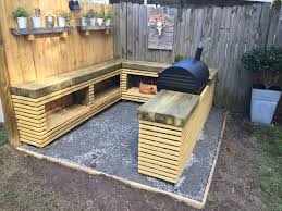 Outdoor Grilling Area 4x4 Countertops With 1x2 Slatted Lower Cabinets For Details On Any Item In This Outdoor Bbq Kitchen Outdoor Bbq Area Backyard Grilling