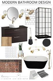 Beautiful Modern Bathroom Design Plans Love The Black And White And Mixed Metallics In Modern Bathroom Design Bathroom Interior Design Simple Bathroom Decor