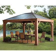 Great savings & free delivery / collection on many items. 14x12ft Hardtop Roof Metal Gazebo Outdoor All Weather Aluminum For Patio Sets Outdoor Pergola Backyard Pavilion Backyard Gazebo