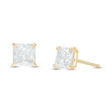 Our prices and quality are hard to match, so take your time and browse all our unique offerings. 5mm Square Cubic Zirconia Solitaire Stud Earrings In 14k Gold Banter