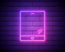 Light brick wall with white and pink paint, abstract background. Computer Tablet Icon Colourful Pink Neon Icon At Dark Brick Wall Background Illumination Illustration 2158613 Vector Art At Vecteezy