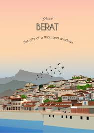 Check Out My Behance Project Travel Poster Berat Albania Https Www Behance Net Gallery 7555161 Travel Posters Retro Travel Poster Vintage Beach Posters