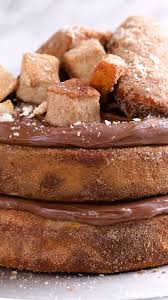Churro Cake With Nutella Filling Video Recipe Video Cooking Recipes Desserts Yummy Food Dessert Churro Cake