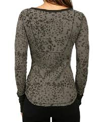 NWT Women's Free People "Davis Printed Thermal" Henley Tee in Green size  X-SMALL