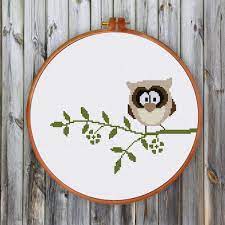Free cute owl cross stitch patterns. Owl On Branch Ritacuna
