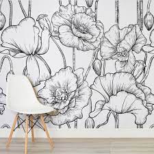 Check out our white flower mural selection for the very best in unique or custom, handmade pieces from our wall décor shops. Black White Illustrated Flowers Square Wall Murals Flower Line Drawings White Flower Wallpaper Flower Drawing