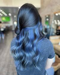 On black hair, it's the color to go for to spice up your traditional do; 40 Blue Hair Color Ideas Highlights Ombre Balayages