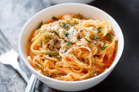 I used tomatoes from my garden and it is my first time cooking with fresh tomatoes instead of canned. Zucchini Noodles In Creamy Tomato Sauce Recipe Eatwell101