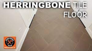 How To Install Herringbone Tile Floor Before And After Youtube Herringbone Tile Floors Tile Floor Herringbone Tile