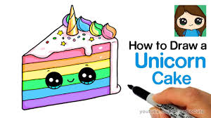 This cake turned out so perfect. How To Draw A Unicorn Rainbow Cake Slice Easy And Cute Youtube