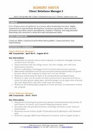 client relations manager resume samples