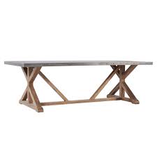 Stainless steel finish, rectangular kitchen & dining room tables : Albee Rectangular Stainless Steel Top Dining Table With Poplar X Base By Inspire Q Artisan