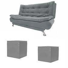 تسوق كنبة سرير رمادي باف جلد 2 قطعة اونلاين جوميا مصر