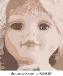 Young Girl Portrait Enigmatic Expression Fantasy: ilustración de stock  1492968554