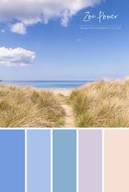 Summer Beach Colour Palette In Sky Blue Print By Zoe Power Beach Color Palettes Pastel Colour Palette Sunset Color Palette