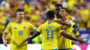 Colombian soccer players celebrating