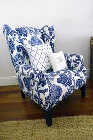 China Chair Printed Fabric Sofa Blue Rooms Blue Decor