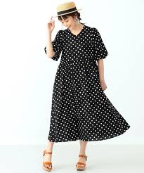 セール Carolina Glaser 麻ドット ワンピース ワンピース ワンピース Carolina Glaser カロリナ Carolina グレイサー のファッション