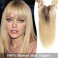 Fermaglio per capelli in toppers per capelli umani Topper da donna biondo  chiaro Ombre con clip base in seta Bang in topper per capelli diradati da  14 pollici