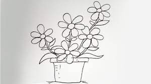 How To Draw Flowers With Vase Flower Pot Drawing Very Easy Drawing Flower Vase Drawing Flower Drawing Flower Vases