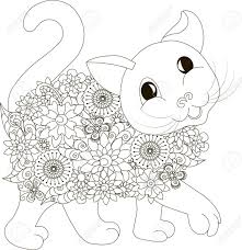 Check spelling or type a new query. Flowers Cat Coloring Page Anti Stress Vector Illustration Royalty Free Cliparts Vectors And Stock Illustration Image 67830377