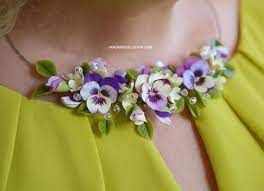 Pansy Necklace Pansy Jewellery Purple Wedding Jewelry Etsy Purple Wedding Jewelry Flower Jewellery Polymer Clay Flowers